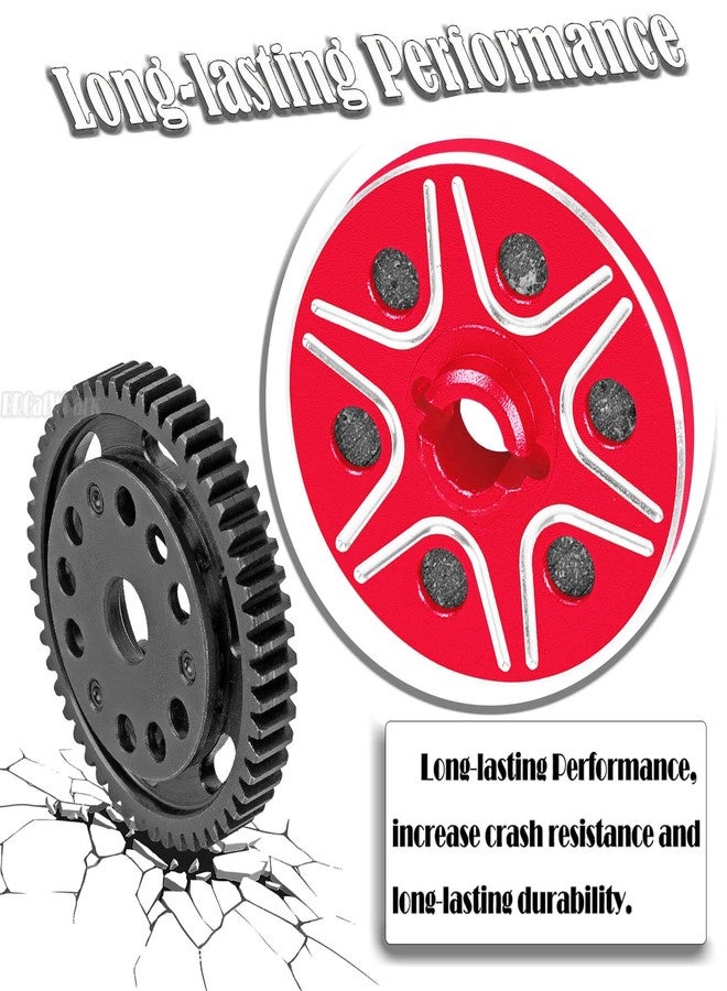 تروس RC 53T محفزة، قطع غيار مُحسّنة 0.8Mod لسيارات 1/10 Slash 2WD (VXL)/Stampede 2WD (VXL)/Rustler 2WD (VXL)/Bandit 2WD (VXL)، قابض انزلاقي معدني فولاذي شديد التحمل من BRCatWPark، أحمر - Image 5
